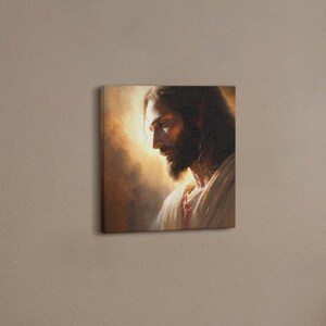 Jesus Christ Christian Wall Decoration, Brown Christian Canvas Wall Art, Religious Canvas Painting, Religious Icon Art