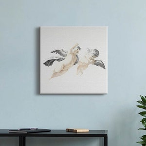Angels Cherubim Christian Wall Art, White Religious Canvas Art, Christian Canvas Painting, Christian Gifts