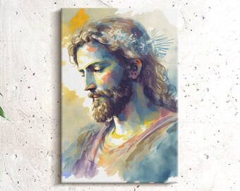 Jesus malt Gebet christliche Wanddekoration, cremige christliche Leinwand Wandkunst, religiöse Leinwandmalerei, religiöse Ikonenkunst
