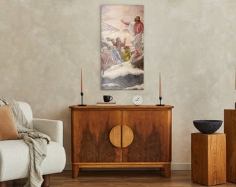Scène biblique de Jésus, art mural chrétien en verre, peinture religieuse sur verre, décoration murale chrétienne, art religieux des icônes