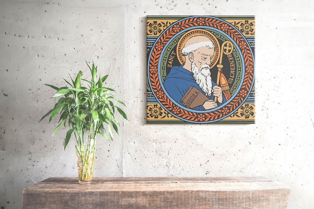 Saint Benedict of Nursia Christian Wall Decoration, Multicolor ...
