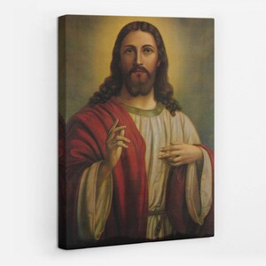 Icon of Jesus Christ Christian Wall Decoration, Brown Christian Canvas Wall Art, Religious Canvas Painting, Religious Icon Art