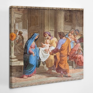 Presentation in the Temple Christian Wall Decoration, Brown Christian Canvas Wall Art, Religious Canvas Painting, Christian Gifts