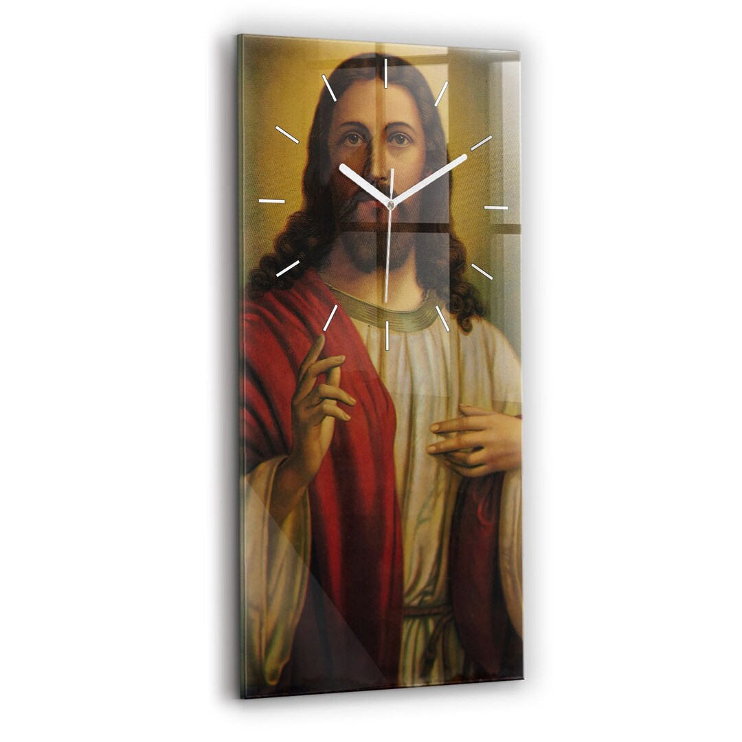 Jesus Christ Rectangular Clock, Brown Rectangular Clock, Tempered Glass ...