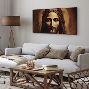 Portrait Of Jesus, Christian Wall Decoration, Christian Canvas Wall Art, Religious Canvas Painting, Religious Icon Art