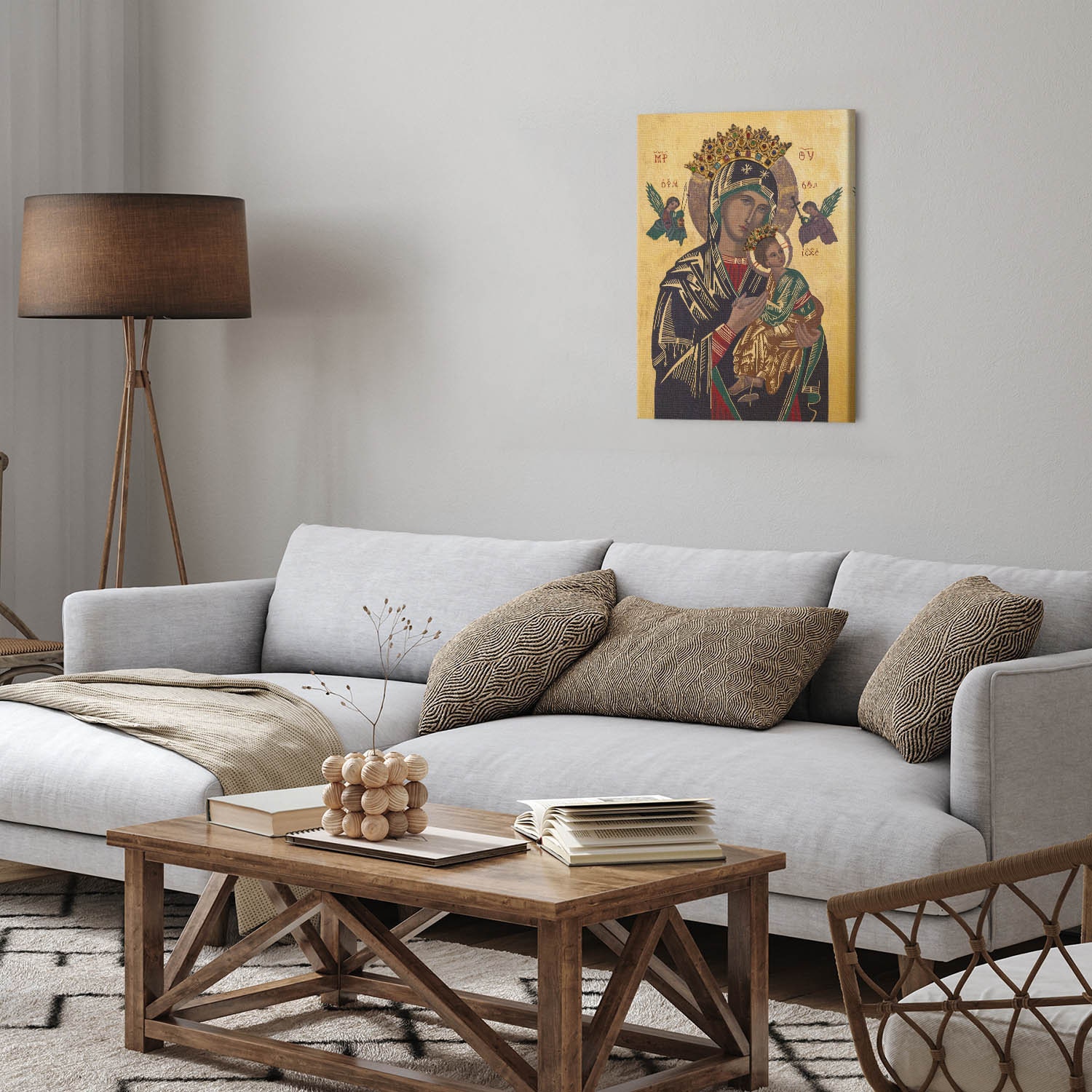 セール Our Lady of Perpetual Help Christian Wall Art, Yellow Religious