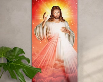 Jésus-Christ, oeuvre d'art murale chrétienne sur verre, peinture religieuse sur verre, décoration murale chrétienne, art religieux des icônes