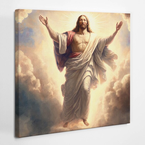 イエスの昇天のキリスト教の壁飾り、ベージュのキリスト教のキャンバス