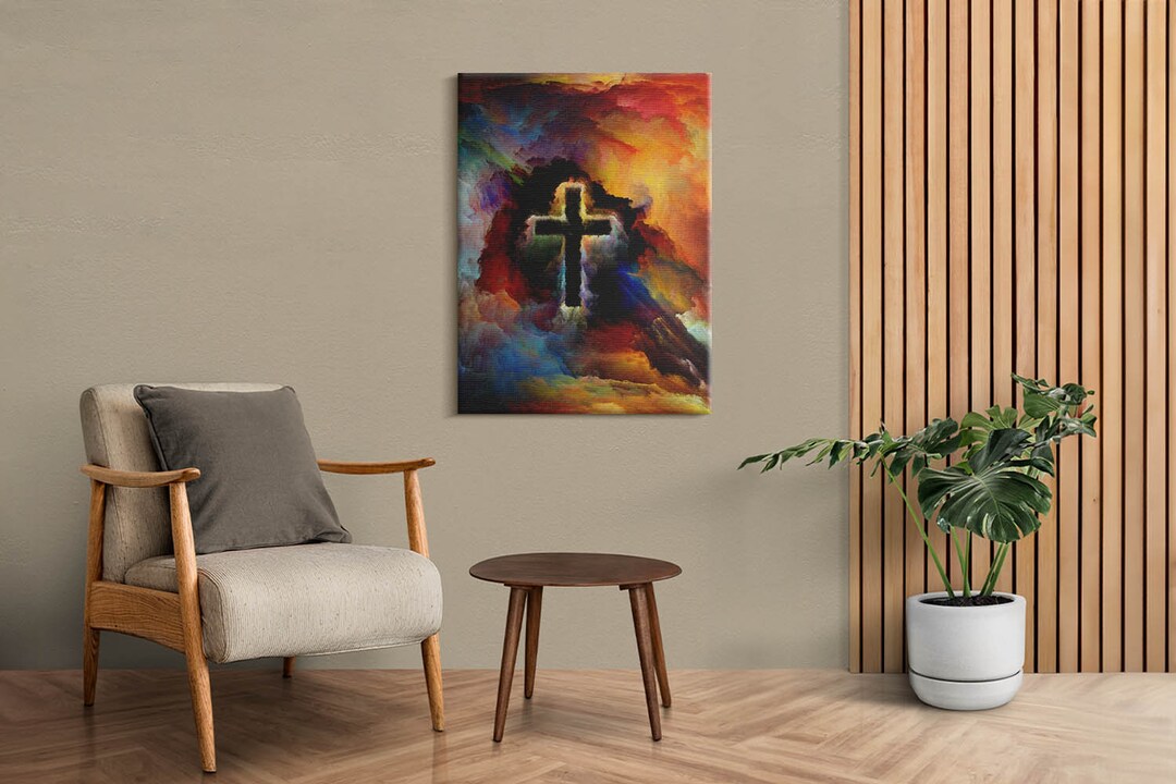 Holy Cross in Colorful Colors Christian Wall Decoration, Multicolor ...