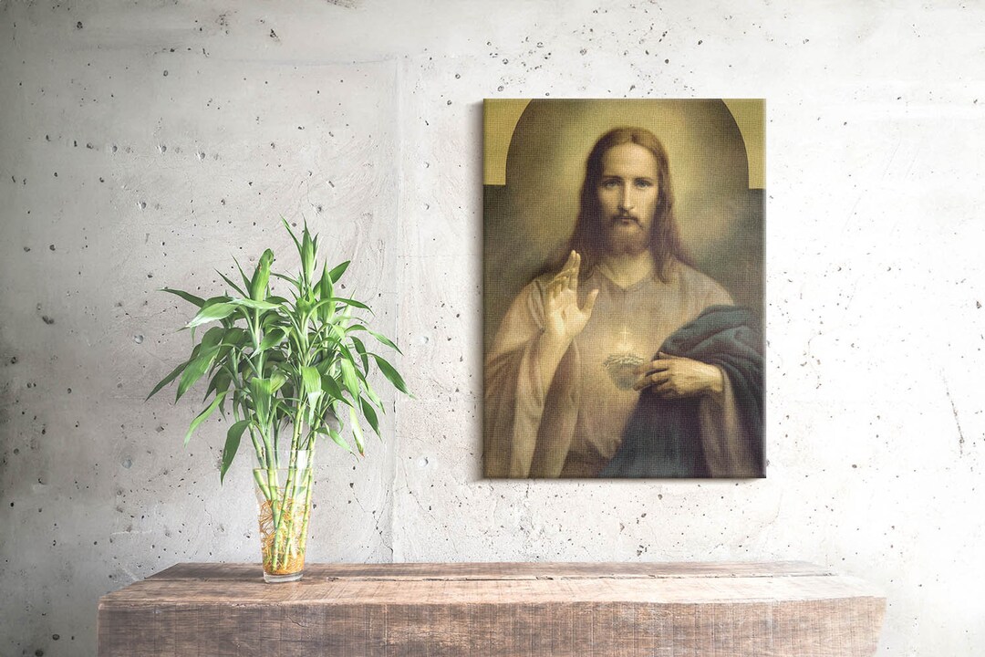 Jesus Christ Eucharist Christian Wall Art, Brown Religious Canvas Art ...