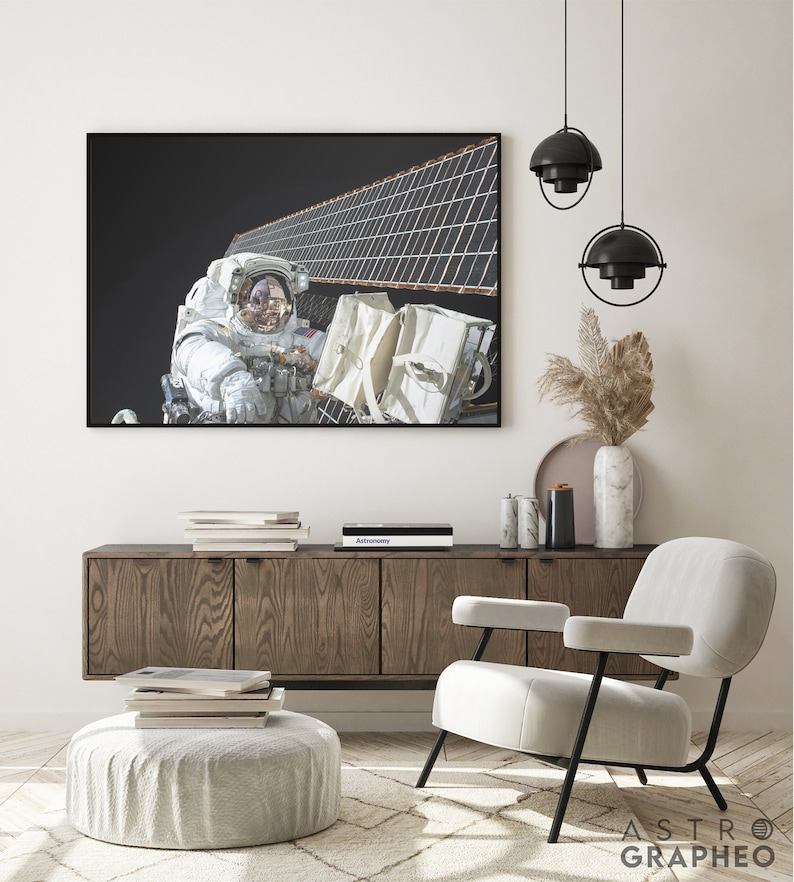 Black and White Poster Astronomy Wall Art Scott Kelly On The Second Spacewalk #20N Cosmonaut Poster NASA Print Astronomy Gift