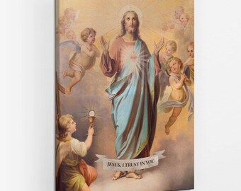 Jesus, ich vertraue dir, Wanddekoration, Orange Christliche Leinwand Wandkunst, Religiöse Leinwand Malerei, Christliche Geschenke