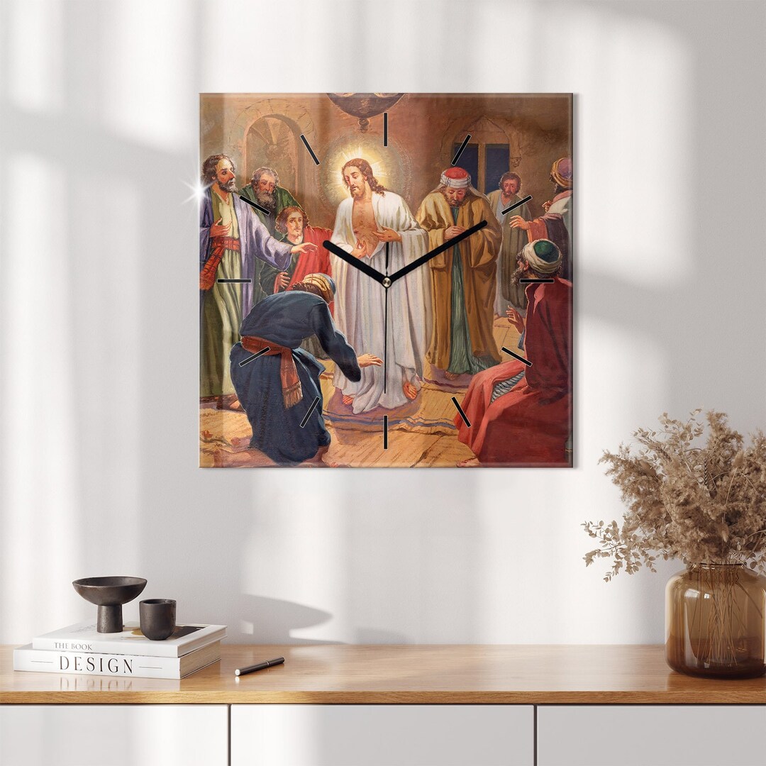 Jesus and the Apostles Print Clock, Colorful Tempered Glass Clock ...