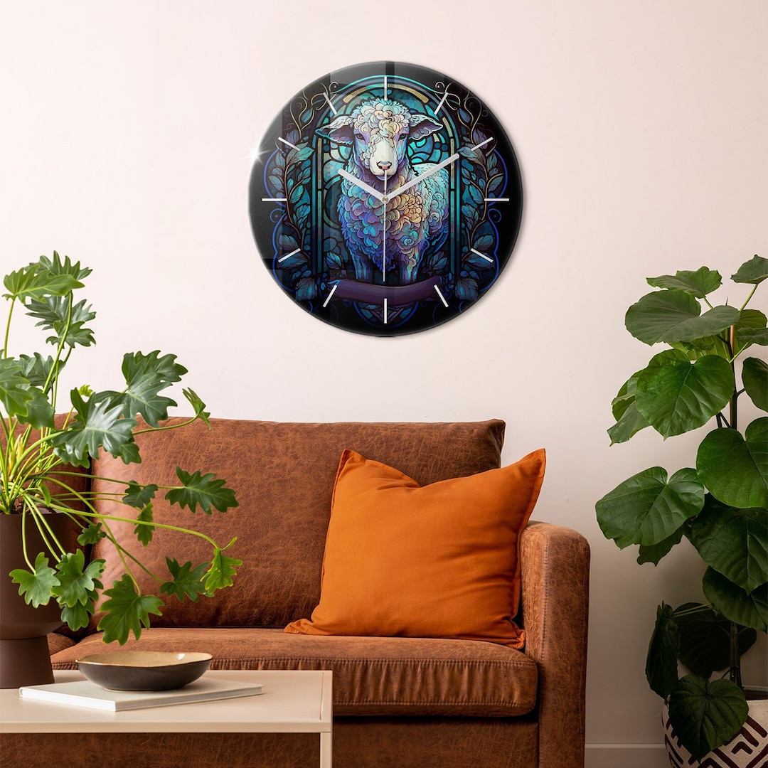 Clock God Lamb of God Print Clock, Black Tempered Glass Clock, Wall Clock ...