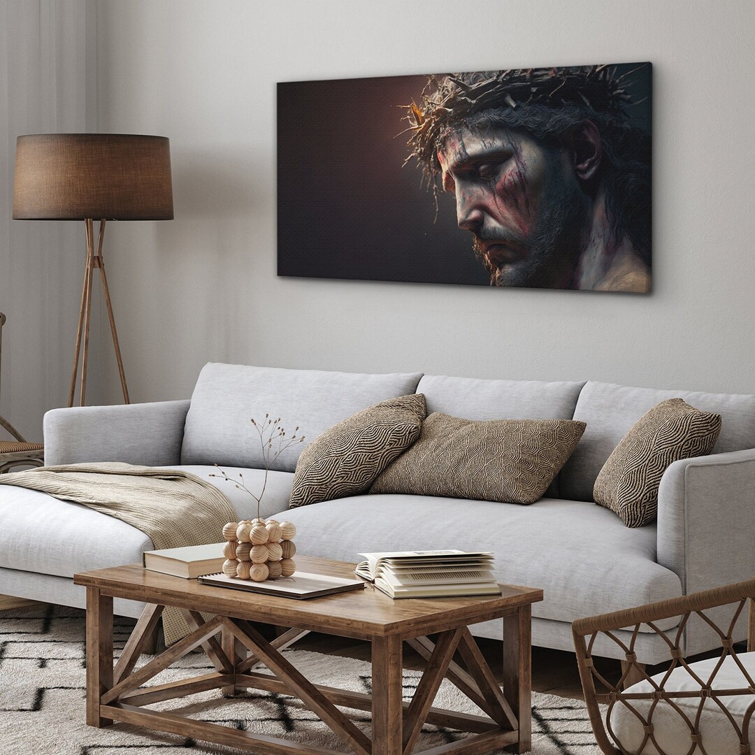 Jesus in the Crown of Thorns, Christian Wall Art, Religious Canvas Art ...