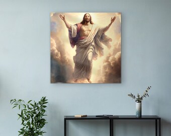 Ascensión de Jesús, arte de iconos religiosos, pintura religiosa sobre vidrio, arte cristiano de pared en vidrio, decoración cristiana de pared