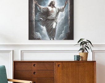 Ascensión de Jesucristo, Decoración de pared cristiana, Arte de pared de vidrio cristiano, Pintura de vidrio religiosa, Arte de íconos religiosos