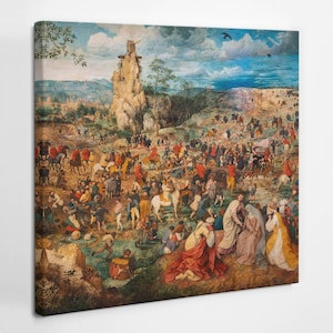 Procession by Pieter Bruegel Christian Wall Decoration, Brown Christian Canvas Wall Art, Religious Canvas Painting, Religious Icon Art