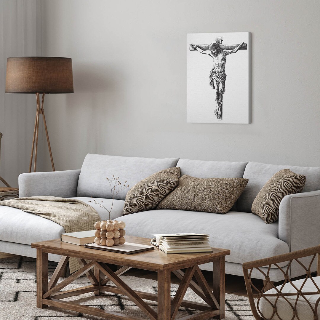 Jesus on the Cross Crucified Christian Wall Art, Black and White ...