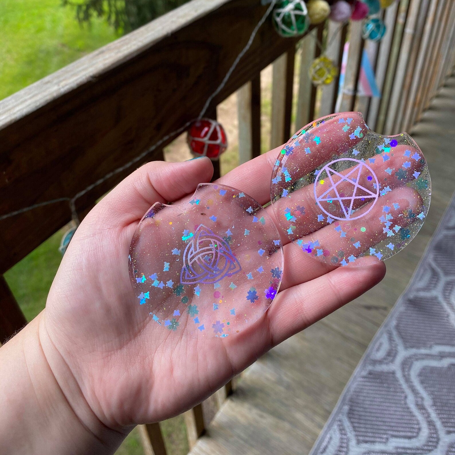 Witchy Car Coasters Glittery Holographic Occult Wican Pagan Etsy