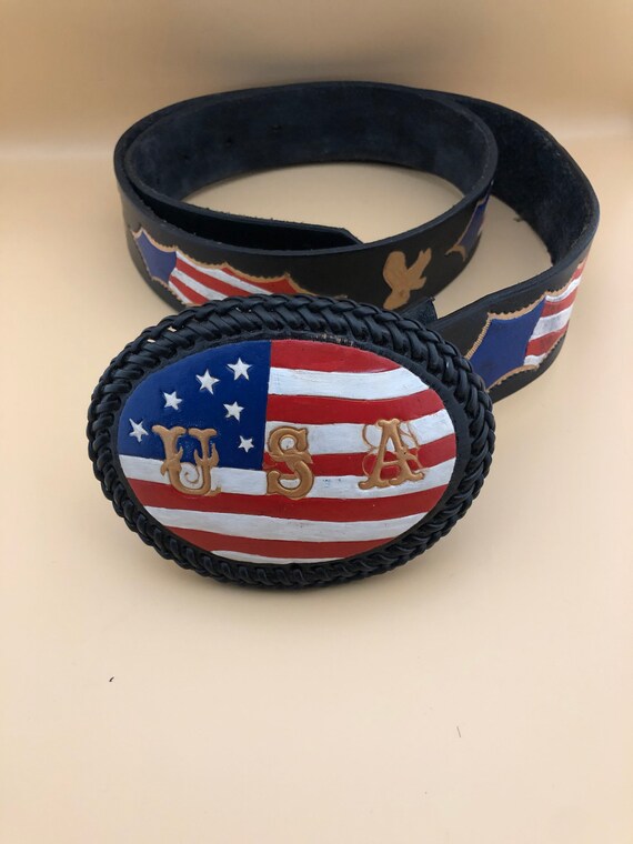 Hand tooled leather belt