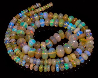 Cuentas lisas con forma de Rondell de ópalo etíope, hebra 2X2 de 8 x 8 mm, 16 ", 51 quilates S-985