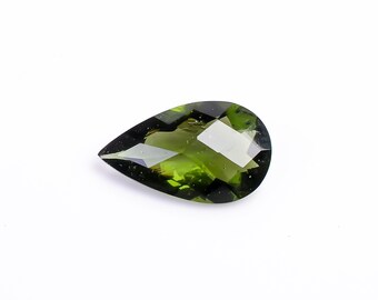 Moldavit, birnenförmig, facettierter, loser Edelstein, 16 x 9 x 5 mm, MT-460