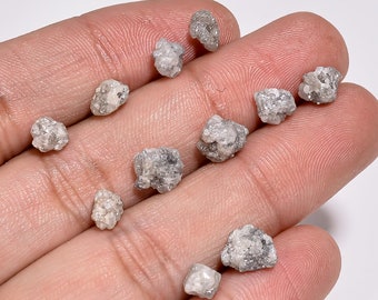 Lote de 11 diamantes grises naturales en bruto de 15 quilates, 13 x 12 x 7 mm (aprox.).