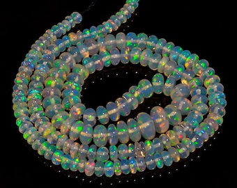 Cuentas lisas con forma de rondell de ópalo etíope 3X3 7 x 7 mm hebra 16" 45,5 quilates S-978