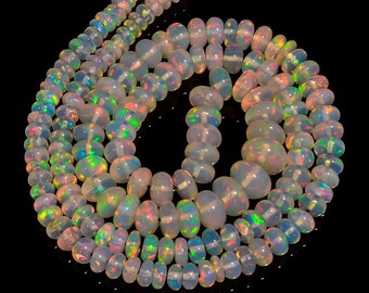 Cuentas lisas con forma de rondell de ópalo etíope 3X3 7 x 7 mm hebra 16" 53,5 quilates S-983