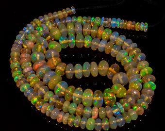 Cuentas lisas con forma de Rondell de ópalo etíope 3X3 7 x 7 mm Hebra 16' 56 Ct. S-980