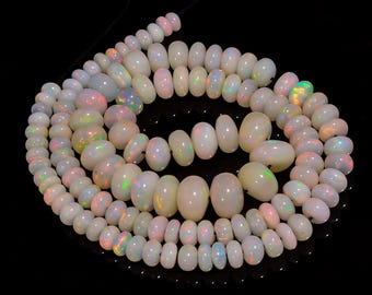 Cuentas lisas con forma de rondell de ópalo etíope 3X3 9 x 9 mm hebra 16" 79,5 quilates S-987