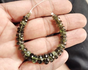 certified Moldavite Rondell faceted beads 4-10mm,10.5cm MN-18.