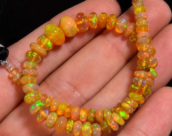 Cuentas lisas con forma de rondelle de ópalo etíope de 40 quilates, 4 x 4, 9 x 9 mm, hebra de 8"