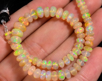 Cuentas lisas con forma de rondelle de ópalo etíope de 38,5 quilates, 3 x 3, 8 x 8 mm, hebra de 8"