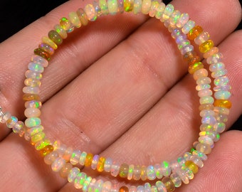 Cuentas lisas con forma de rondelle de ópalo etíope de 19,5 quilates, 2 x 2, 3 x 3 mm, hebra de 8"