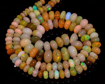 Cuentas lisas con forma de rondell de ópalo etíope 4X4 9 x 9 mm hebra 16" 78,5 quilates S-986