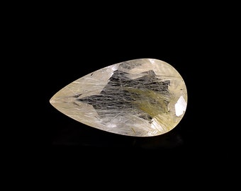 Piedra de cuarzo rutilado dorado de 5,5 quilates, tallada en forma de pera, 18 x 10 x 6 mm, S-384