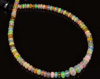 Cuentas lisas con forma de rondelle de ópalo etíope de 27 quilates, 3 x 3, 7 x 7 mm, hebra de 8"