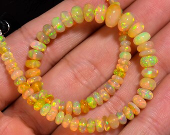 Cuentas lisas con forma de rondelle de ópalo etíope de 37 quilates, 3 x 3, 8 x 8 mm, hebra de 8"