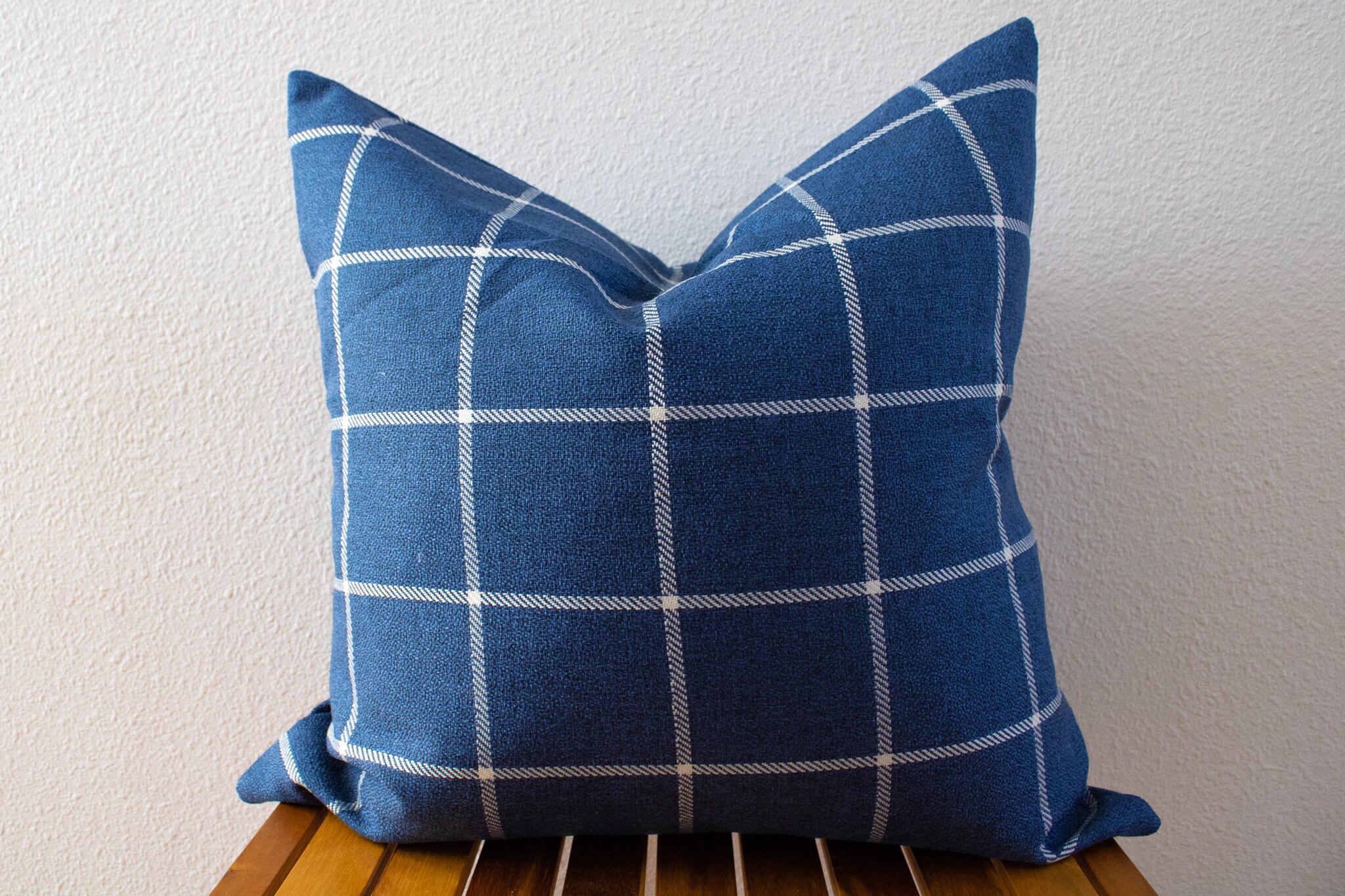 20x20 blue plaid throw pillow cover • decorative pillow covers for couch bedding • in or outdoor pillow cover • designer organic fabric