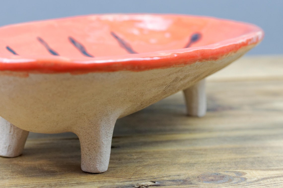 Keramik handgemachte vierbeinige große glasierte Schale | Etsy