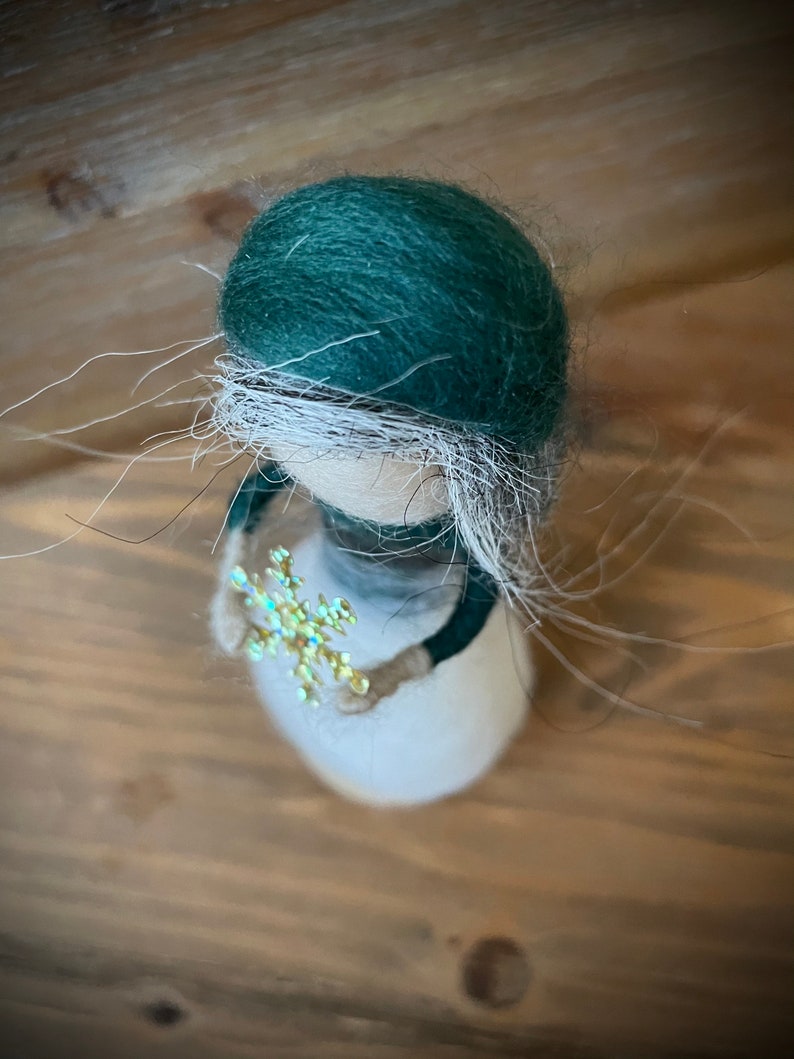 Witer Art Doll Needle Felted Snowdrop Fairy Wool Gift for her