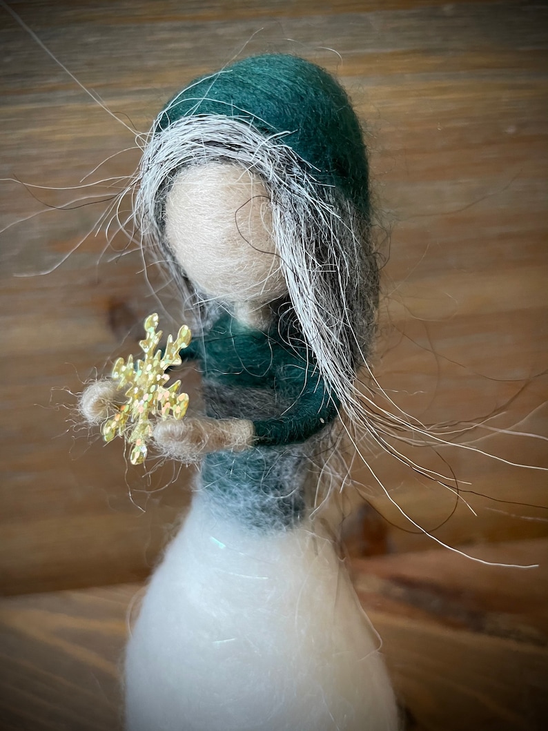 Witer Art Doll Needle Felted Snowdrop Fairy Wool Gift for her