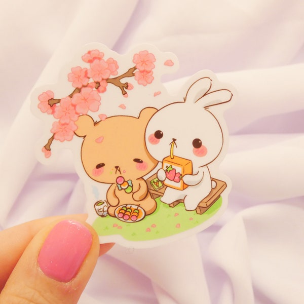 Kawaii Yume and Yuki hanami sticker - hanami sticker - cherry blossom sticker