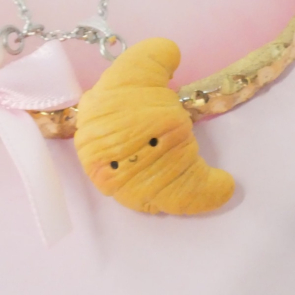 Collier croissant - nourriture kawaii - collier croissant - collier en argile polymère