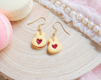 Linzer biscuit earrings - biscuit earrings - jam cake earrings - polymer clay earrings - fimo earrings - yuki earrings