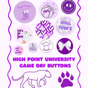 High Point University Game Day Buttons | 58mm Panther Spirit Pins | College Sports Accessories