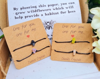 Matching Crystal Friendship Bracelets | Seeded Paper Gift Wrap