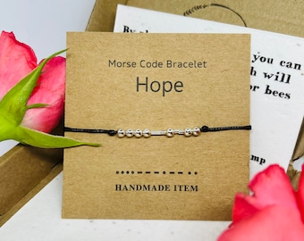 Morse Code Hope Bracelet | Silver Beaded Code Bracelet